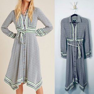 NWT Anthropologie Constantine Midi Dress Size 4 Waist Belt Handkerchief